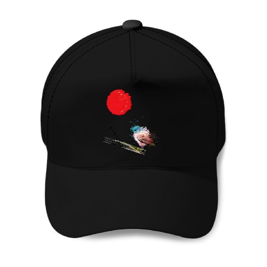 Murakami Birds Red Moon Japenese Baseball Caps
