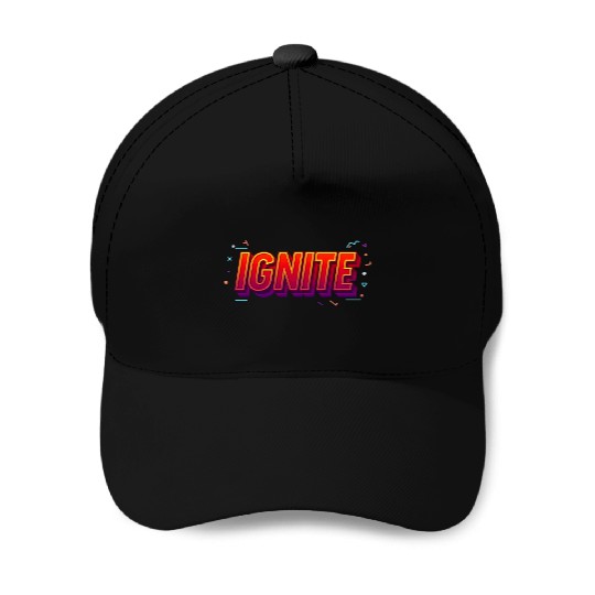 IGNITE Bold Retro Typography Graphic Baseball Caps