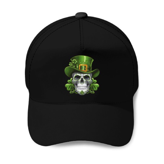 Sugar Skull St Patrick's Day Shamrock Baseball Caps