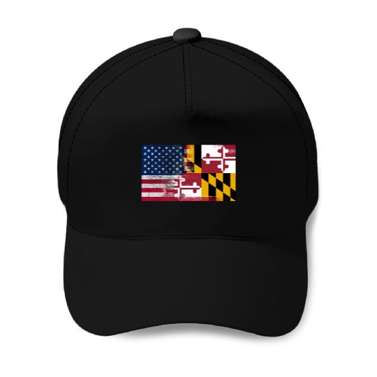 Maryland American Flag Fusion Baseball Caps