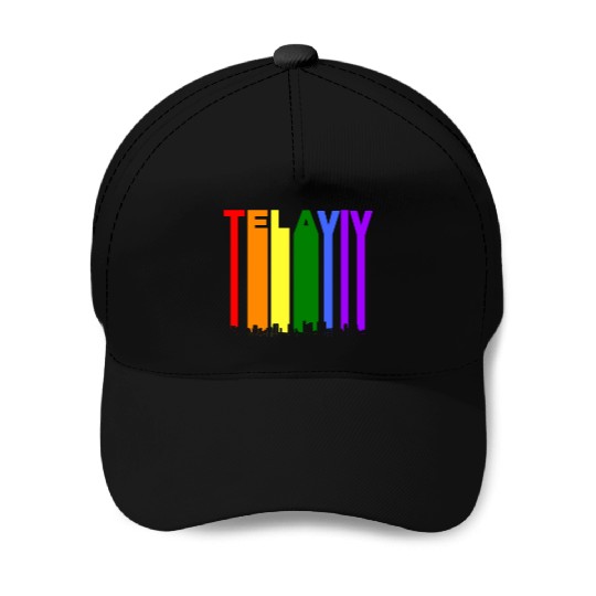 Tel Aviv Israel Skyline Rainbow LGBT Gay Pride Baseball Caps