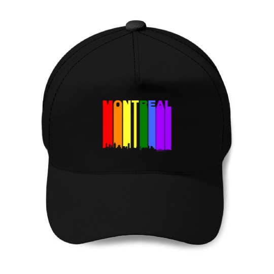 Montreal Quebec Skyline Rainbow LGBT Gay Pride Baseball Caps