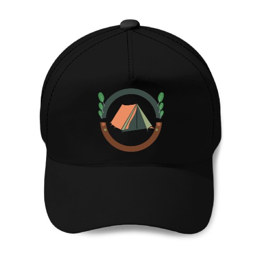 camping logo Baseball Caps