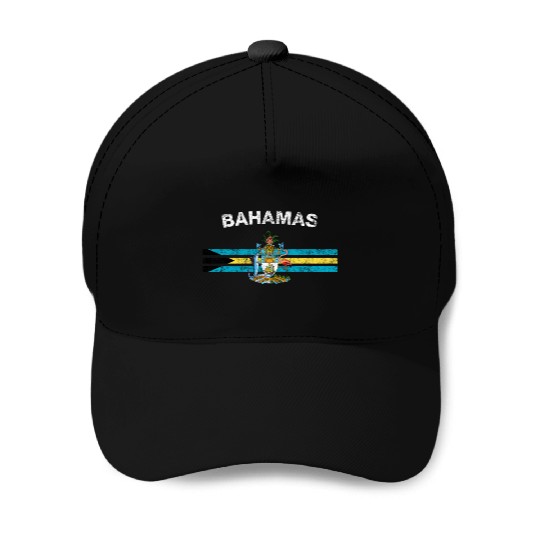 Bahamas Flag Baseball Caps - Bahamas Emblem & Bahamas Flag