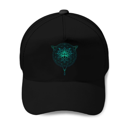Lotus of Life Mandala in Geometric Triangle Baseball Caps