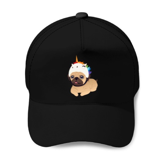 unicorn pug Baseball Caps