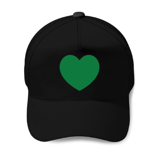Dark Green Heart Baseball Caps