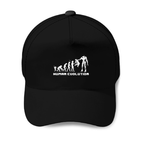 Human Evolution Robot Baseball Caps