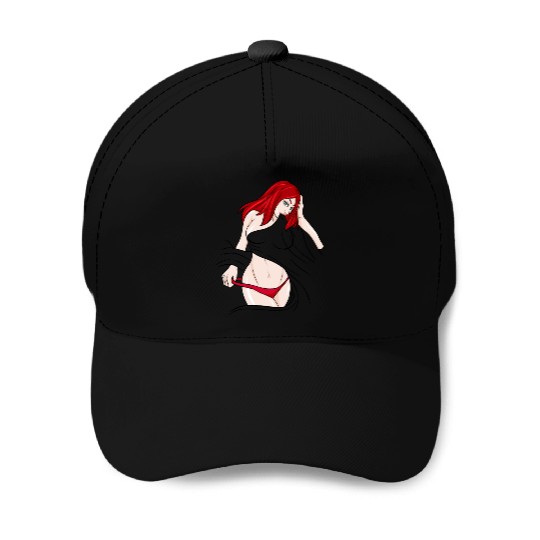sexy girl red hair slip Ginger Baseball Caps
