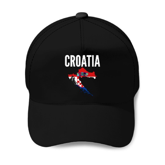 Croatian Gift - Croatia Map Country Flag Baseball Caps
