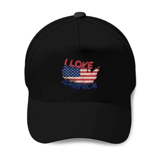 I LOVE AMERICA Baseball Caps