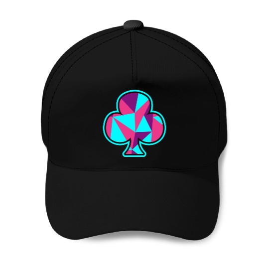 Playing card clover gift game player poker neon Baseball Caps