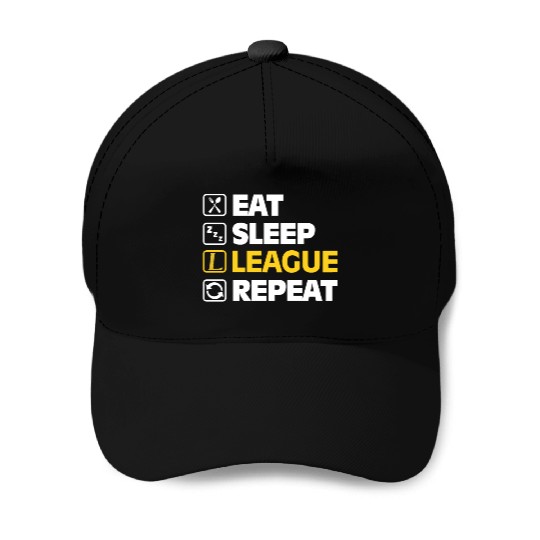 Eat Sleep League Repeat Bronze Master Legend LoL Baseball Caps