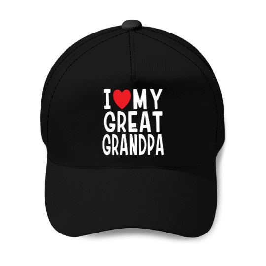 I Love My Great Grandpa Family Love Heart Gift Baseball Caps