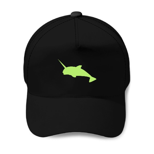 Sharp narwhal in green uniwhale Baseball Caps