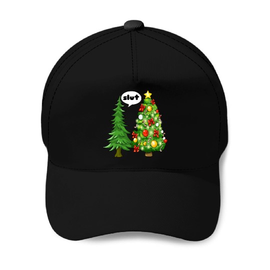 Funny Christmas Tree Slut Baseball Caps