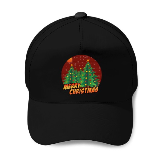 Christmas Xmas Tree Winter Snow Merry Christmas Baseball Caps