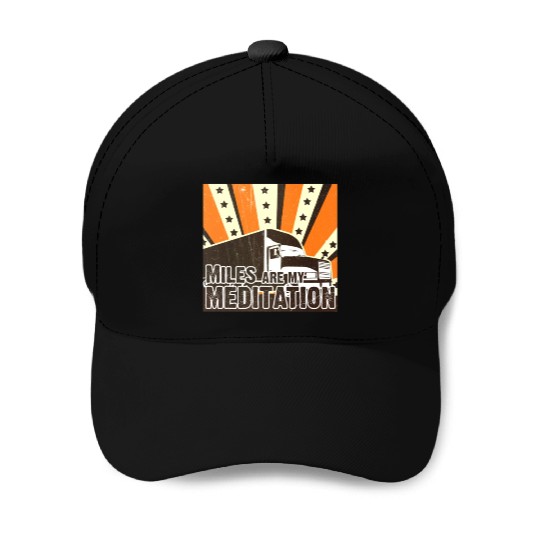 Truck Driver Load Miles Happy Trucker Road Runner Baseball Caps