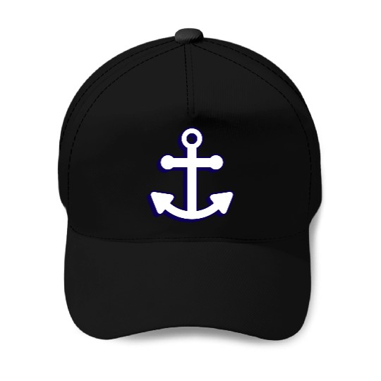 Nautical boat anchor in navy blue and white 3D Baseball Caps