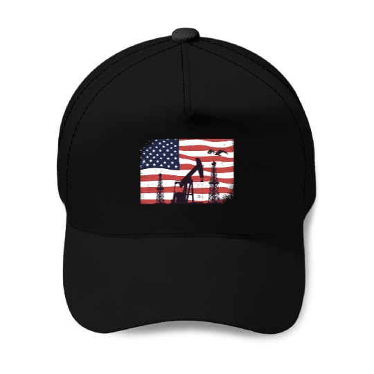 Oil Rig Worker Pump USA American Gas Oilfield Baseball Caps