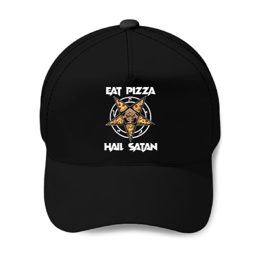 Baphomet Pentagram Lucifer Eat Pizza Hail Satan Baseball Caps