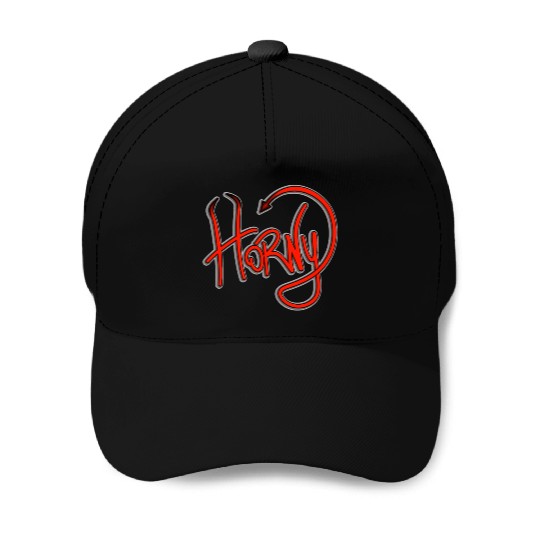 Horny Devil Funny Horns Pun Baseball Caps