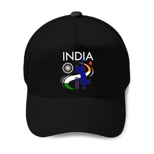 India Cricket With Indian Flag Brush Stroke Baseball Caps