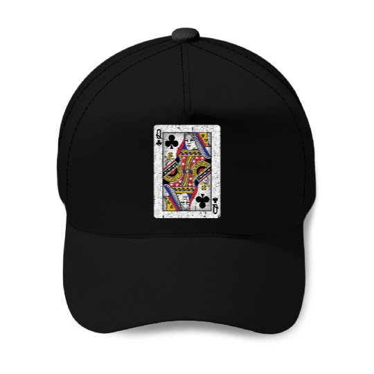 queen of clubs playing card Baseball Caps