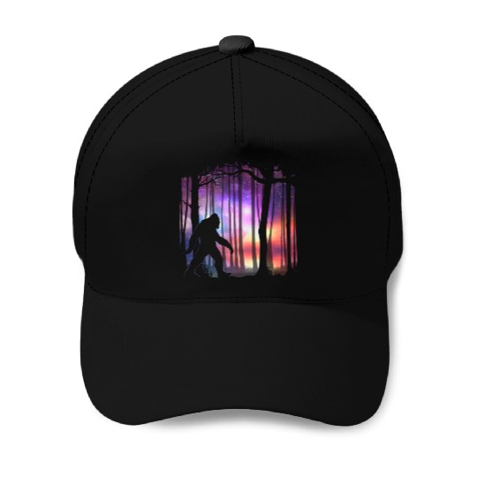 Bigfoot Northern Lights - Space Galaxy Aurora Baseball Caps