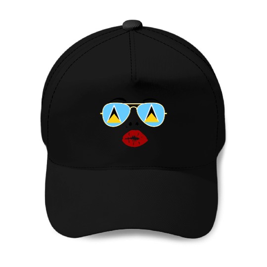 Saint Lucia Flag St Lucia Sunglasses Lips Kiss Baseball Caps