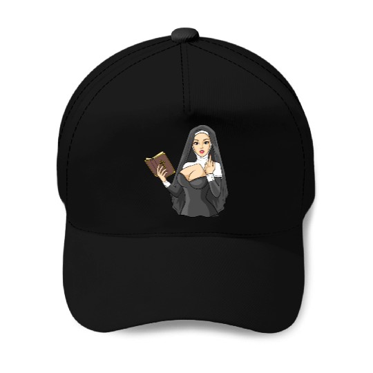 Sexy nun techno middle finger stinky finger sin Baseball Caps