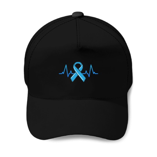 Prostate Cancer Fighter Heartbeat Baseball Caps Blue Ribbon