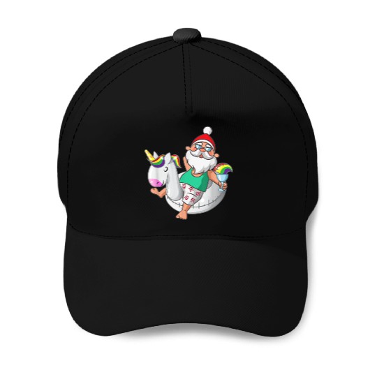 Christmas in July Santa Hawaiian Unicorn Swim Baseball Caps