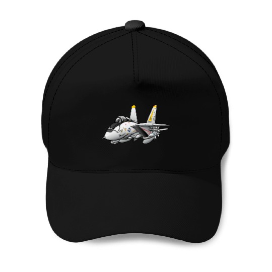 F-14 Tomcat Military Fighter Jet Aircraft Cartoon Baseball Caps