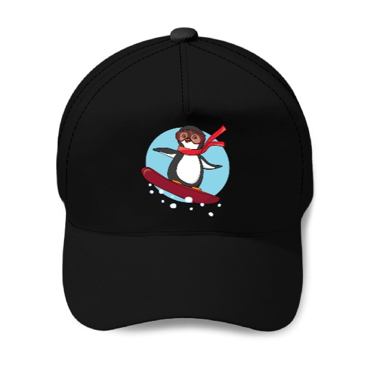 Snowboarding Penguin Baseball Caps