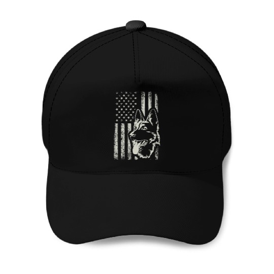 Patriotic German Shepherd AMERICAN FLAG Dog Lover Baseball Caps