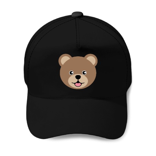 Cute Brown Teddy Bear Face Baseball Caps