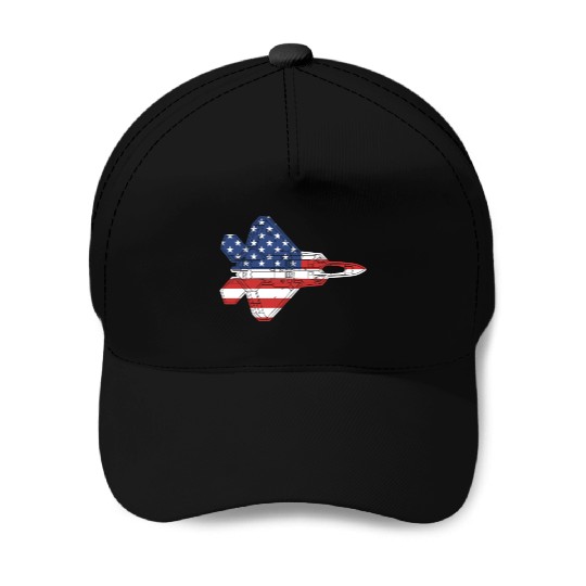 F-22 Raptor Fighter Jet Airplane American Flag F22 Baseball Caps