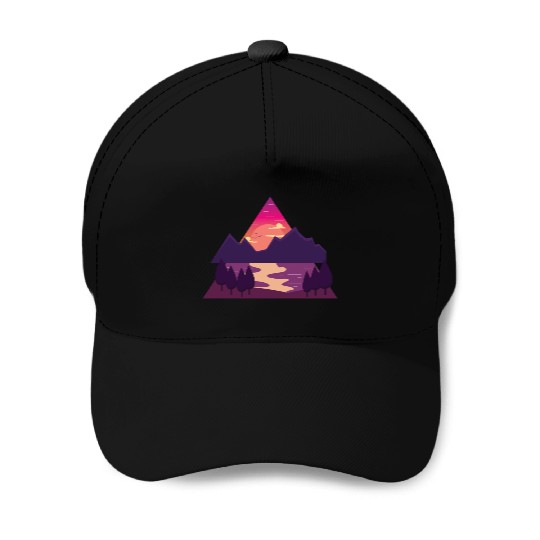 Purple Triangle Baseball Caps