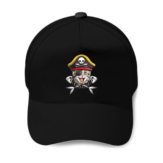 Cat Pirate Jolly Roger Flag Skull Crossbones Capta Baseball Caps