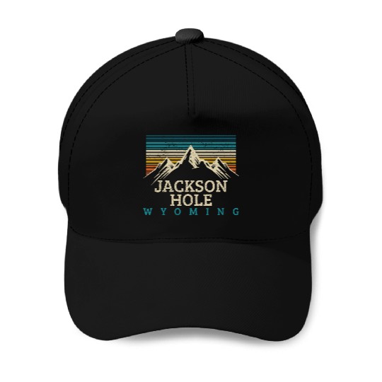 Jackson Hole Wyoming Vintage Mountains Nature Souv Baseball Caps