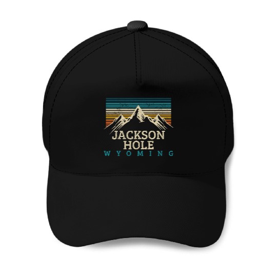Jackson Hole Wyoming Vintage Mountains Nature Souv Baseball Caps