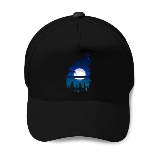 Howling wolf full moon forest howling wild Baseball Caps