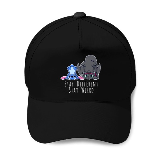 Stay Different Stay Weird Toothless And Stitch Baseball Caps