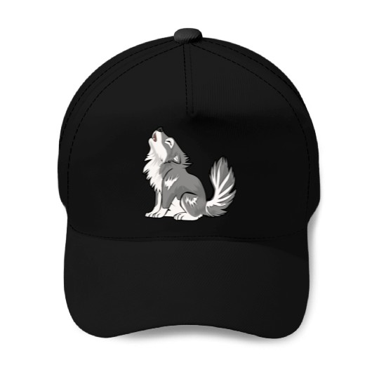 Cute Baby Howling Wolf Cub Gifts Animals Lover Baseball Caps