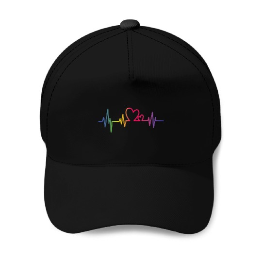Pride Rainbow heart beat Baseball Caps