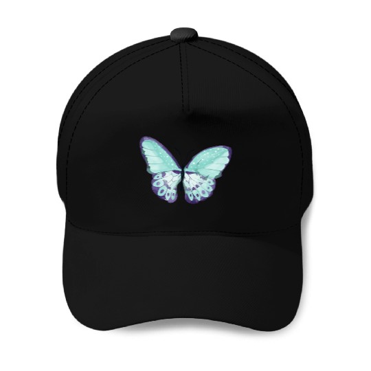 Light Green Butterfly Baseball Caps