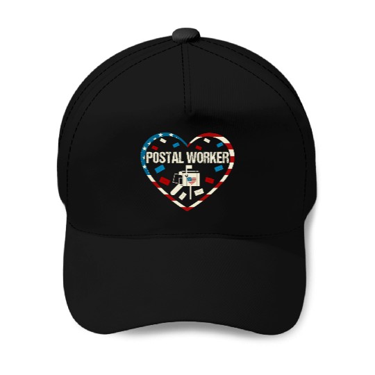 Postal worker mail carrier Heart Love Baseball Caps
