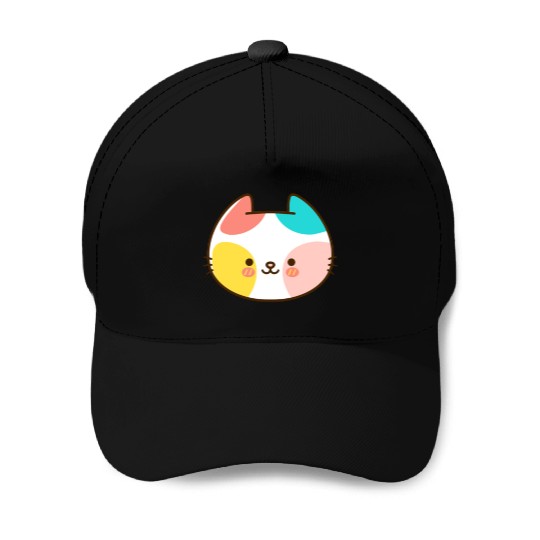 Kawaii Cat Head Multicolored Baseball Caps