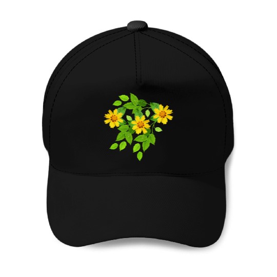 yellow flowers Baseball Caps